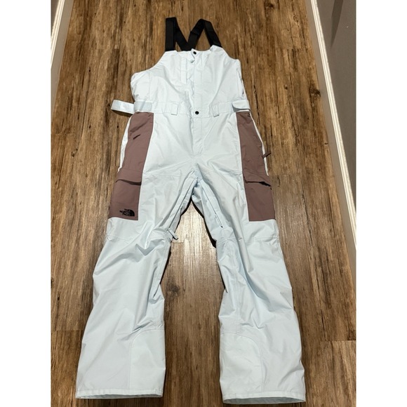 The North Face Men L Freedom Waterproof Dryvent Ski Bibs Pants Ice Cap READ - Picture 2 of 10